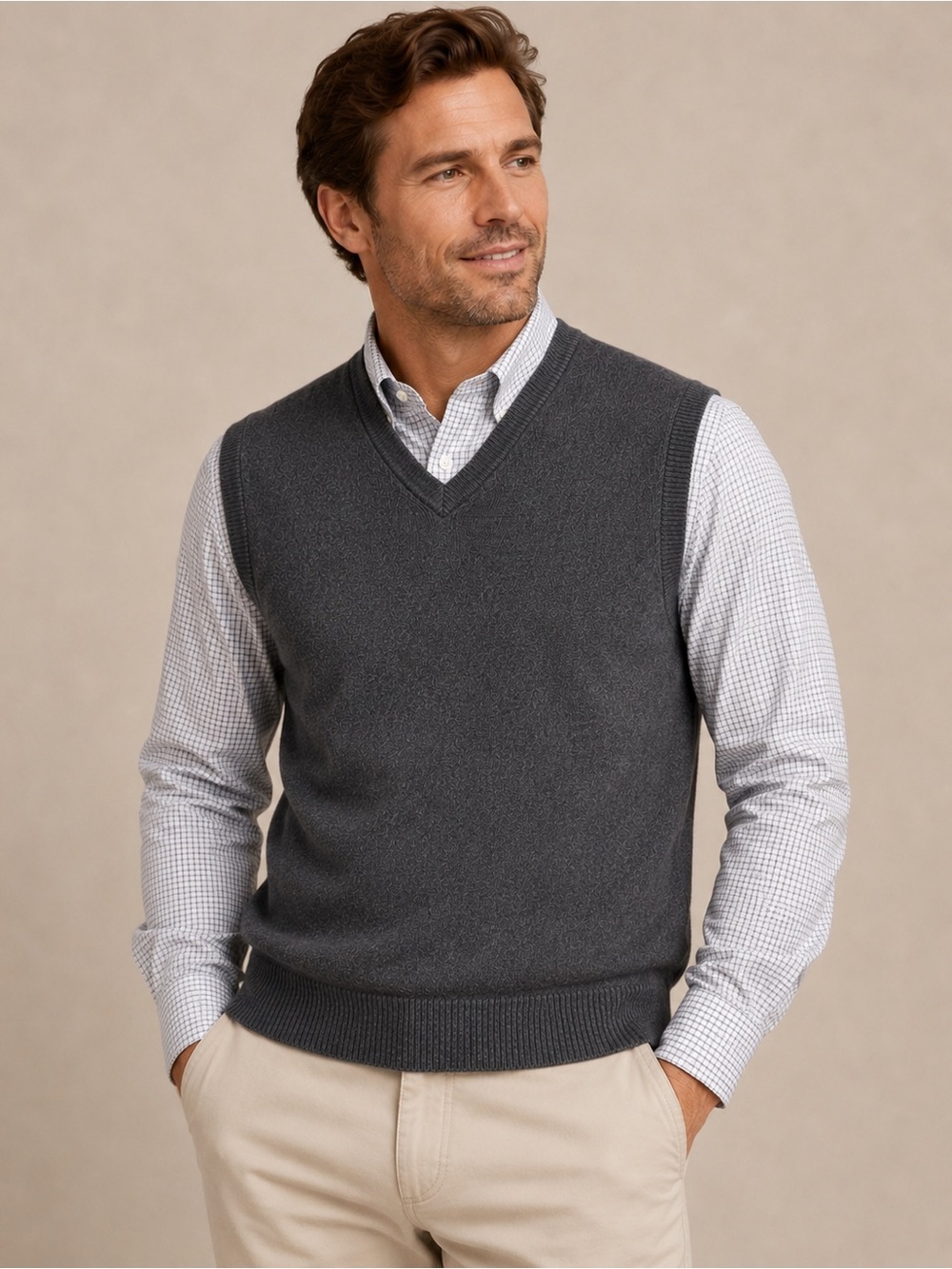 Hart Schaffner Marx Merino Wool V-Neck Sweater Vest Gray XL Extra Fine Merino NW